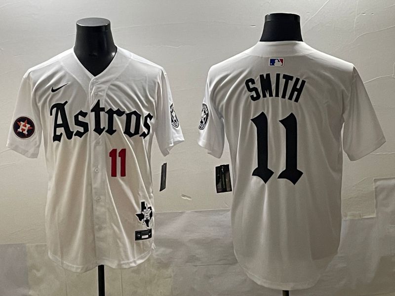 Men 2025 Houston Astros 11 Smith White Five generations Joint Name Nike MLB Jersey style 42
